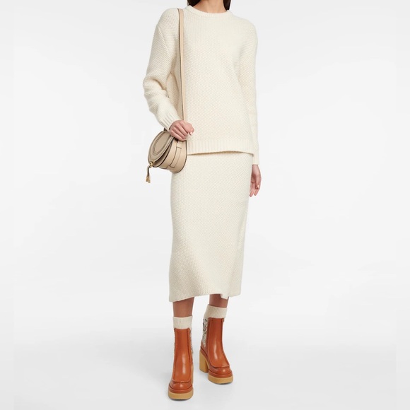 CHLOE Cashmere Knitted Midi Skirt - Picture 1 of 6